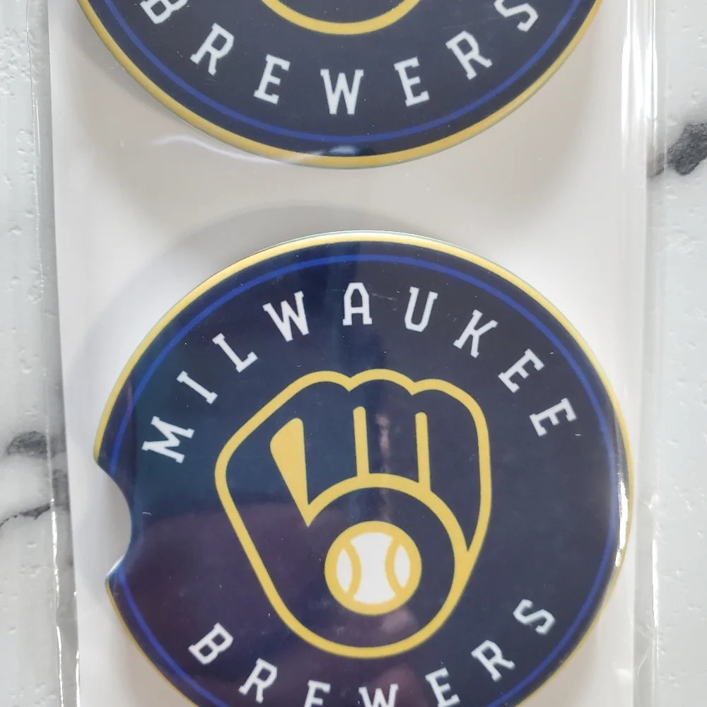 Milwaukee Brewers Set Of 2 Ceramic Car Coasters